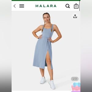 Small, padded backless twisted split midi dress, HALARA